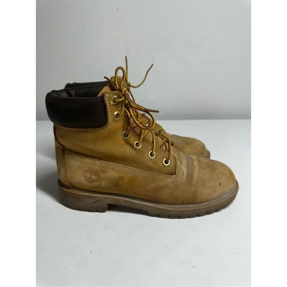 Timberland 6 Inch Boots 12909 Wheat Nubuck Premium Waterproof Men's Sz 5 M
